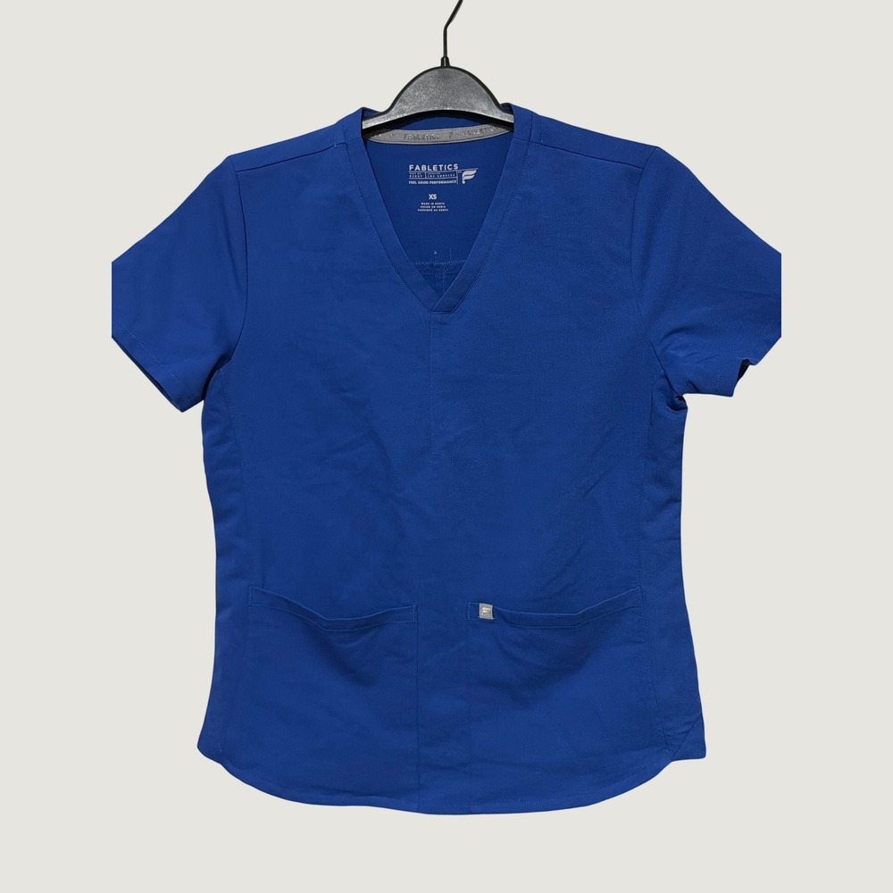 Fabletics Royal Blue Scrub Top V-Neck Short Sleeve XS TS2253849-4795-17020